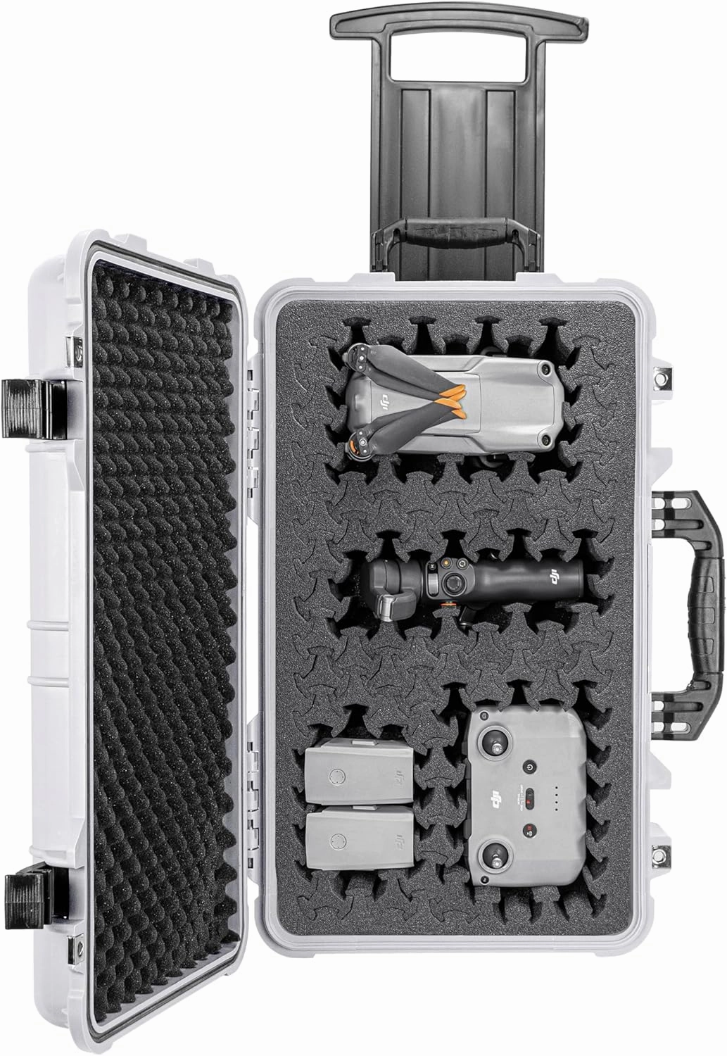 Eylar 22" Carry-On Roller Hard Case With Ragar Reconfigurable & Reusable XP Crosslink Foam, Waterproof, Shockproof For Equipment, Drones And Cameras, TSA Standard (2 Ragar Layers) (White)