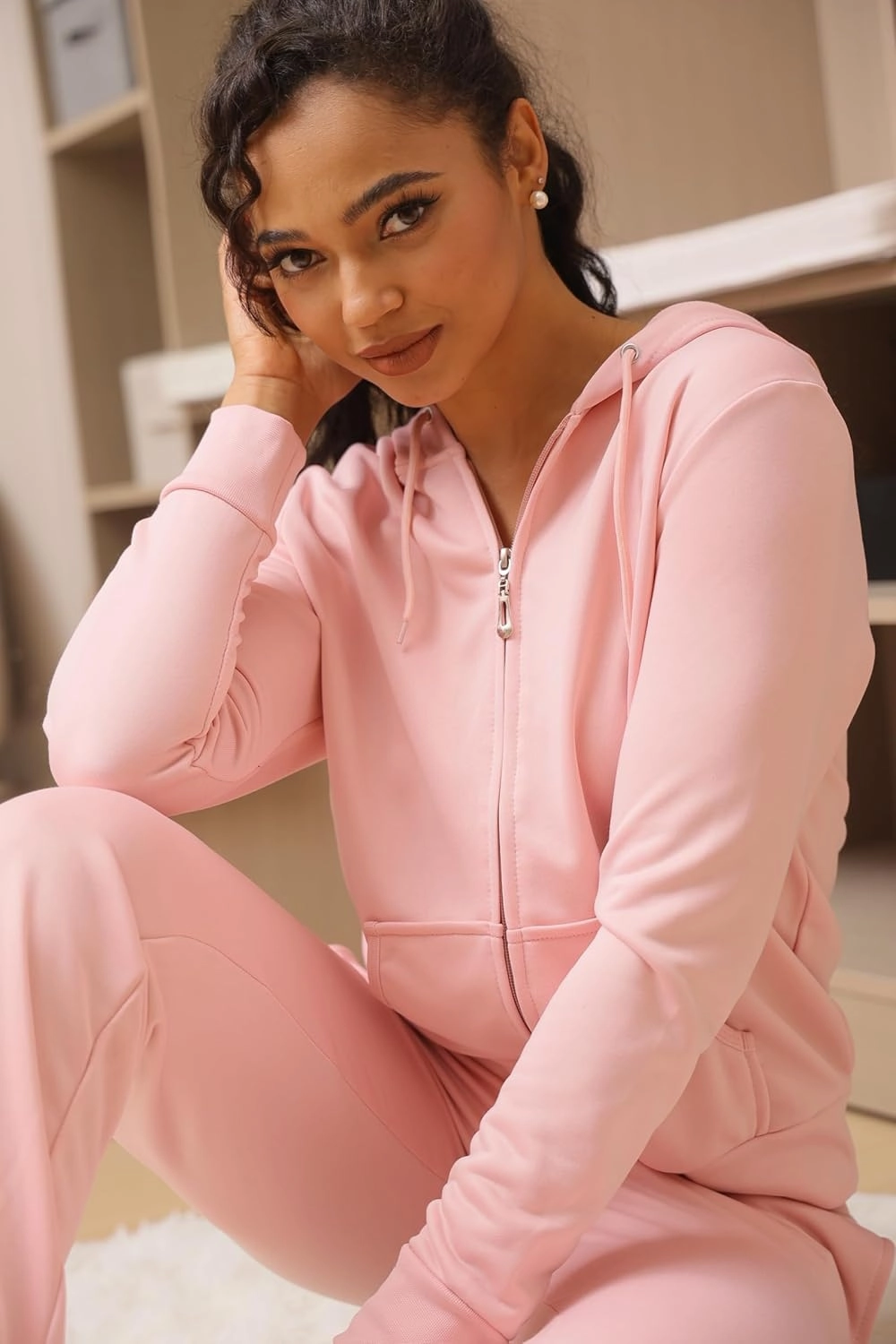 Facitisu Tracksuit for Women Set 2 Piece Joggers Terry Jogging Sweat Outfits Hoodie and Sweatpants