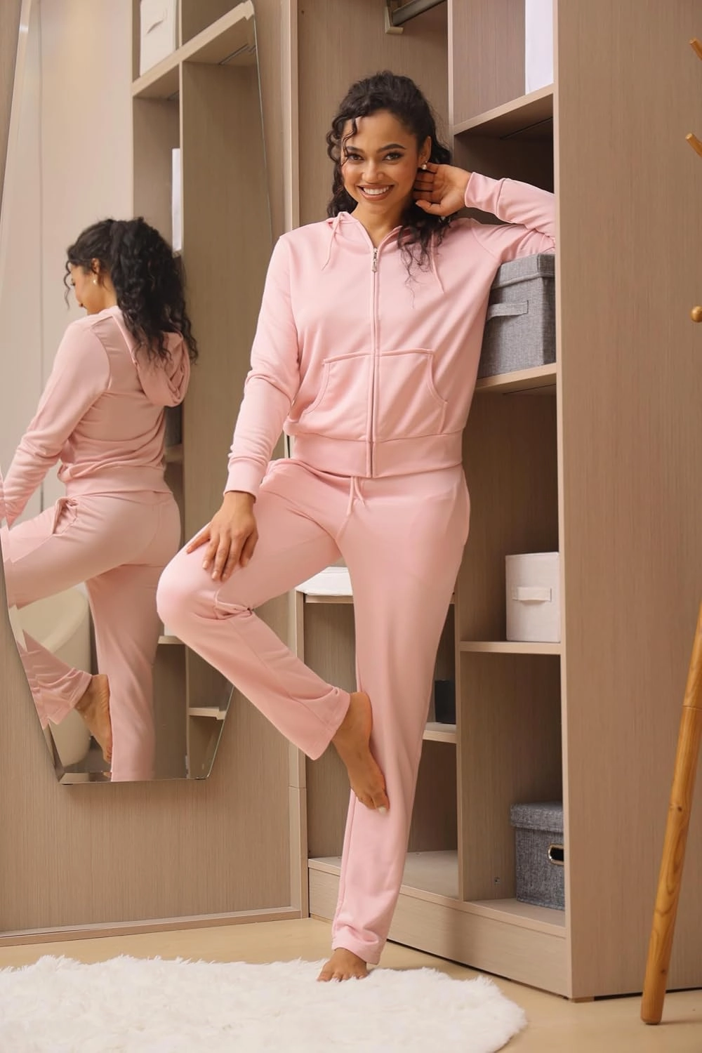 Facitisu Tracksuit for Women Set 2 Piece Joggers Terry Jogging Sweat Outfits Hoodie and Sweatpants