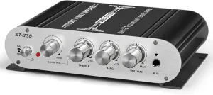 Facmogu ST-838 2.1 Channel HiFi Stereo Subwoofer Amplifier, RMS 20Wx2 40W Mini Digital Audio Power Amplifier for Home Speakers, 80W Subwoofer Amplifier Audio Stereo Bass Amp with Power Supply - Black