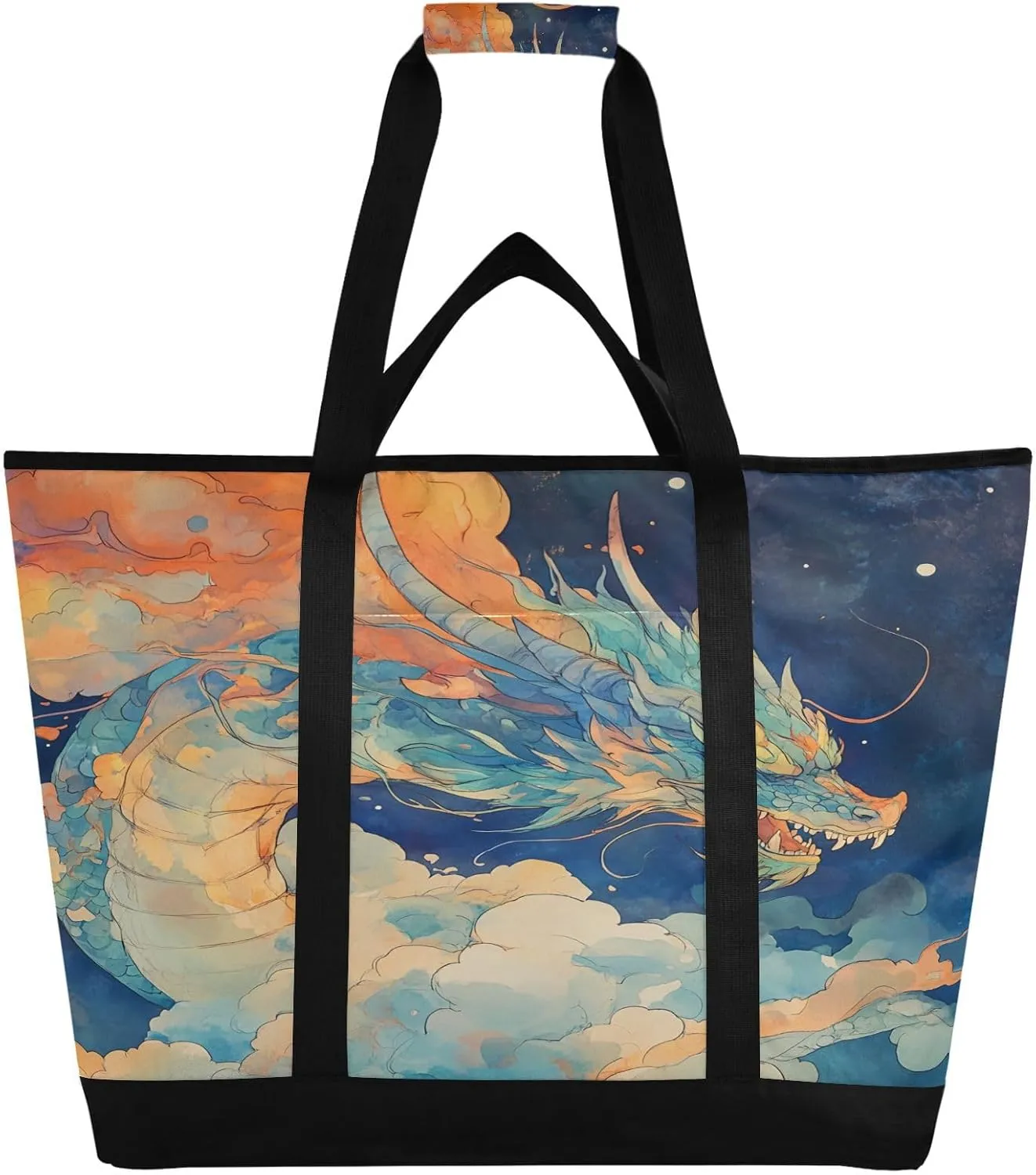 Fantastical Dragon Reusable Insulated Lunchbox Cooler Bag, Leakproof Kitchen Grocery Bag Collapsible Portable Cooler Tote Bag for Picnic, Camping, Office, Travel