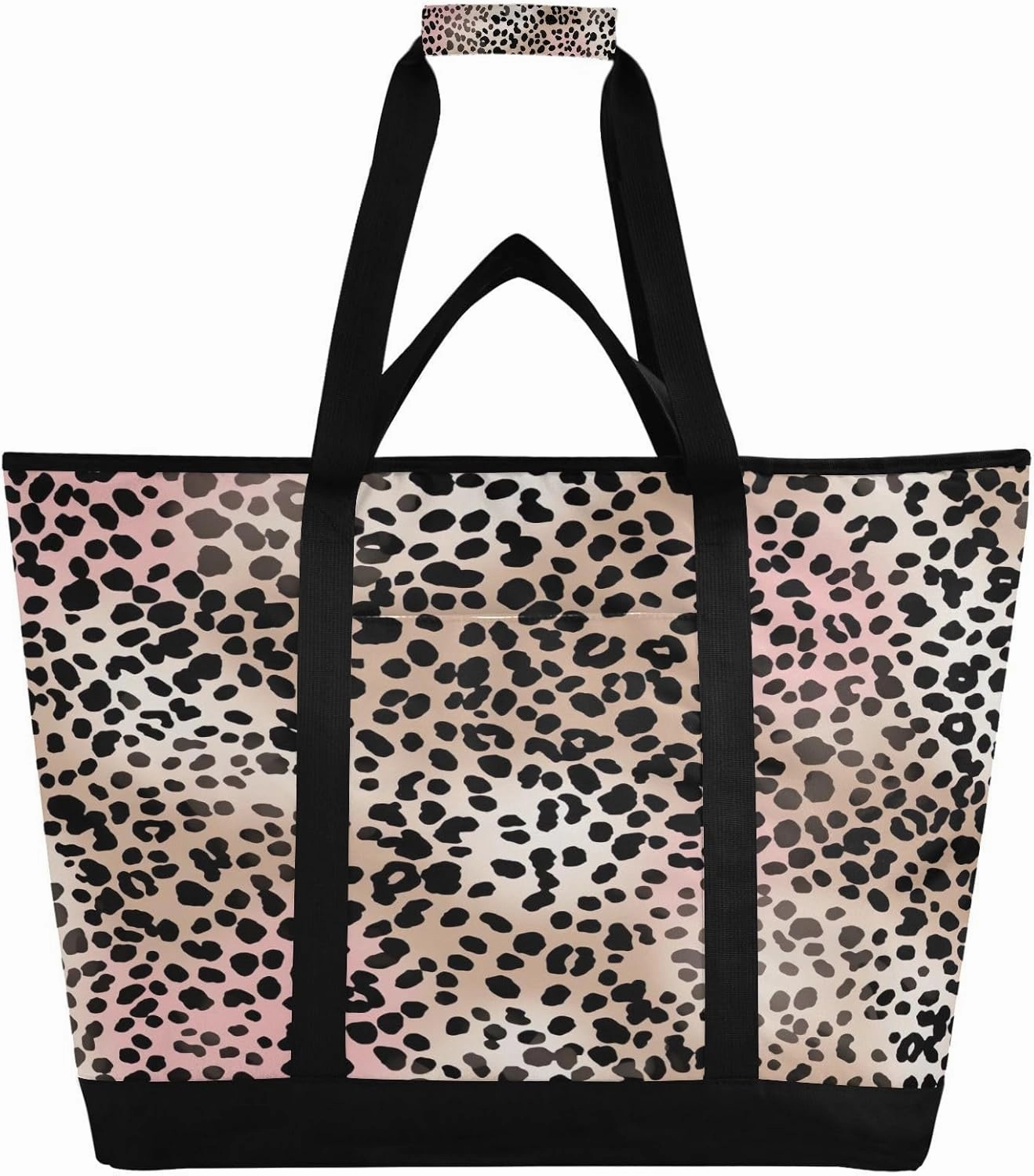 Fashionable Leopard Print Reusable Insulated Lunchbox Cooler Bag, Leakproof Kitchen Grocery Bag Collapsible Portable Cooler Tote Bag for Picnic, Camping, Office, Travel