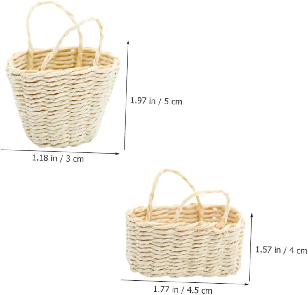FAVOMOTO 4pcs Miniature Woven Basket Adorable Dollhouse Decor Landscape Ornament for Home Decor Mini House Supplies Unique Rattan Design for Boys and Girls Photo Props
