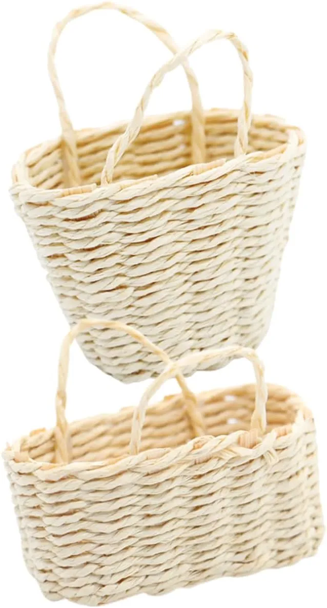 FAVOMOTO 4pcs Miniature Woven Basket Adorable Dollhouse Decor Landscape Ornament for Home Decor Mini House Supplies Unique Rattan Design for Boys and Girls Photo Props