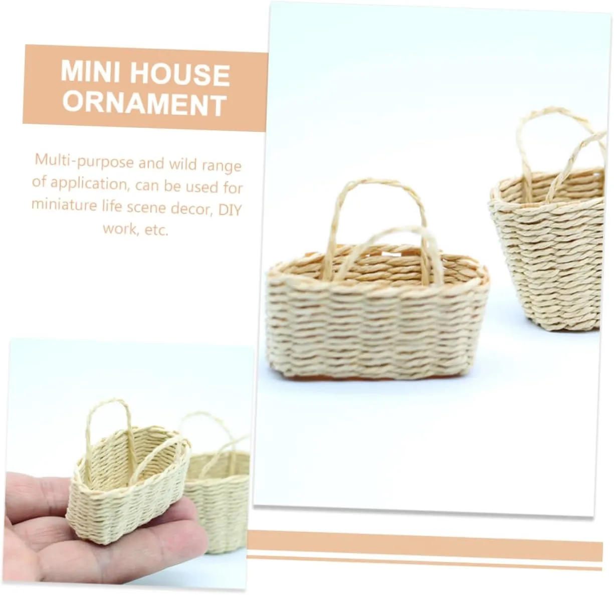 FAVOMOTO 4pcs Miniature Woven Basket Adorable Dollhouse Decor Landscape Ornament for Home Decor Mini House Supplies Unique Rattan Design for Boys and Girls Photo Props