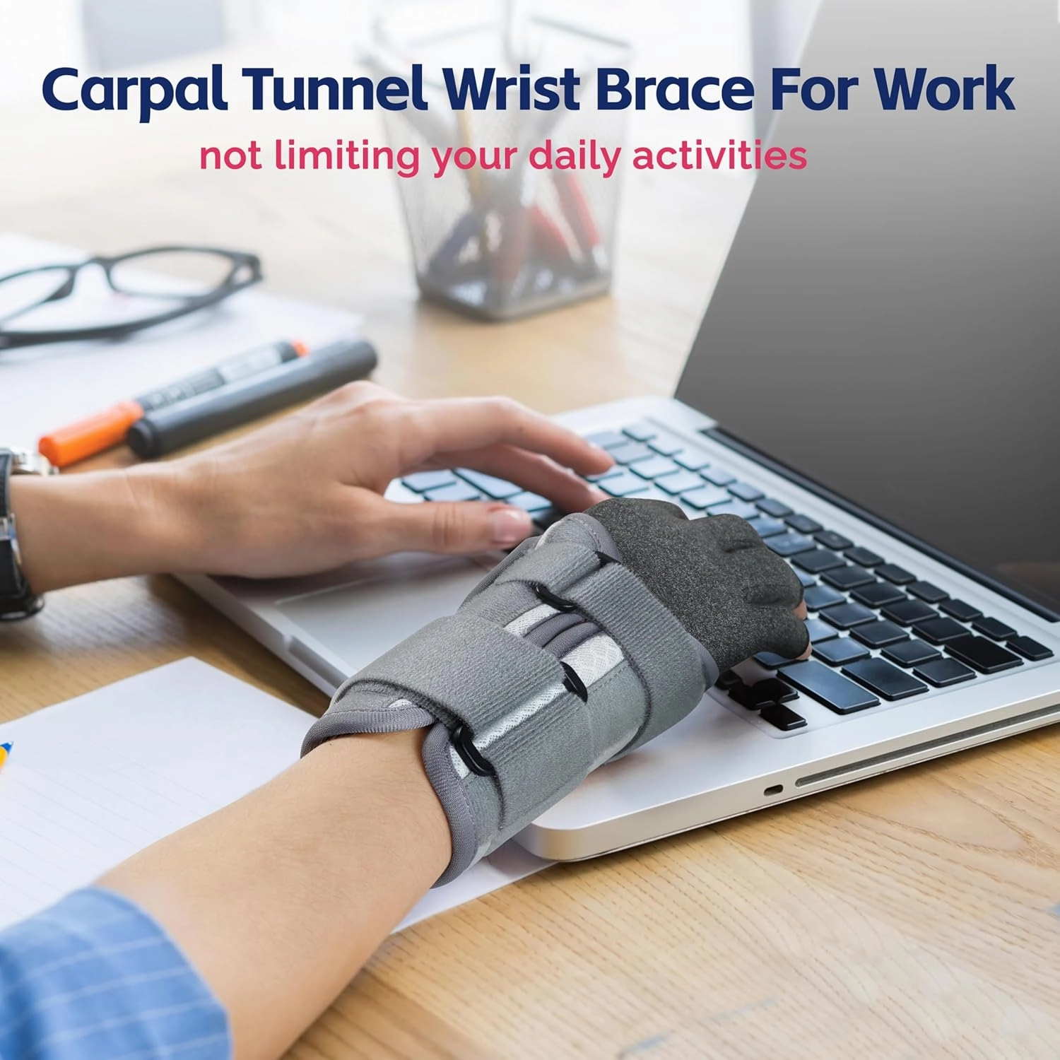 FEATOL Carpal Tunnel Wrist Brace & Compression Arthritis Glove Set for Women - Short Wrist Brace Daytime Support - Pain Relief for Work, Typing, Tendonitis, Sprains - Right Hand, Small