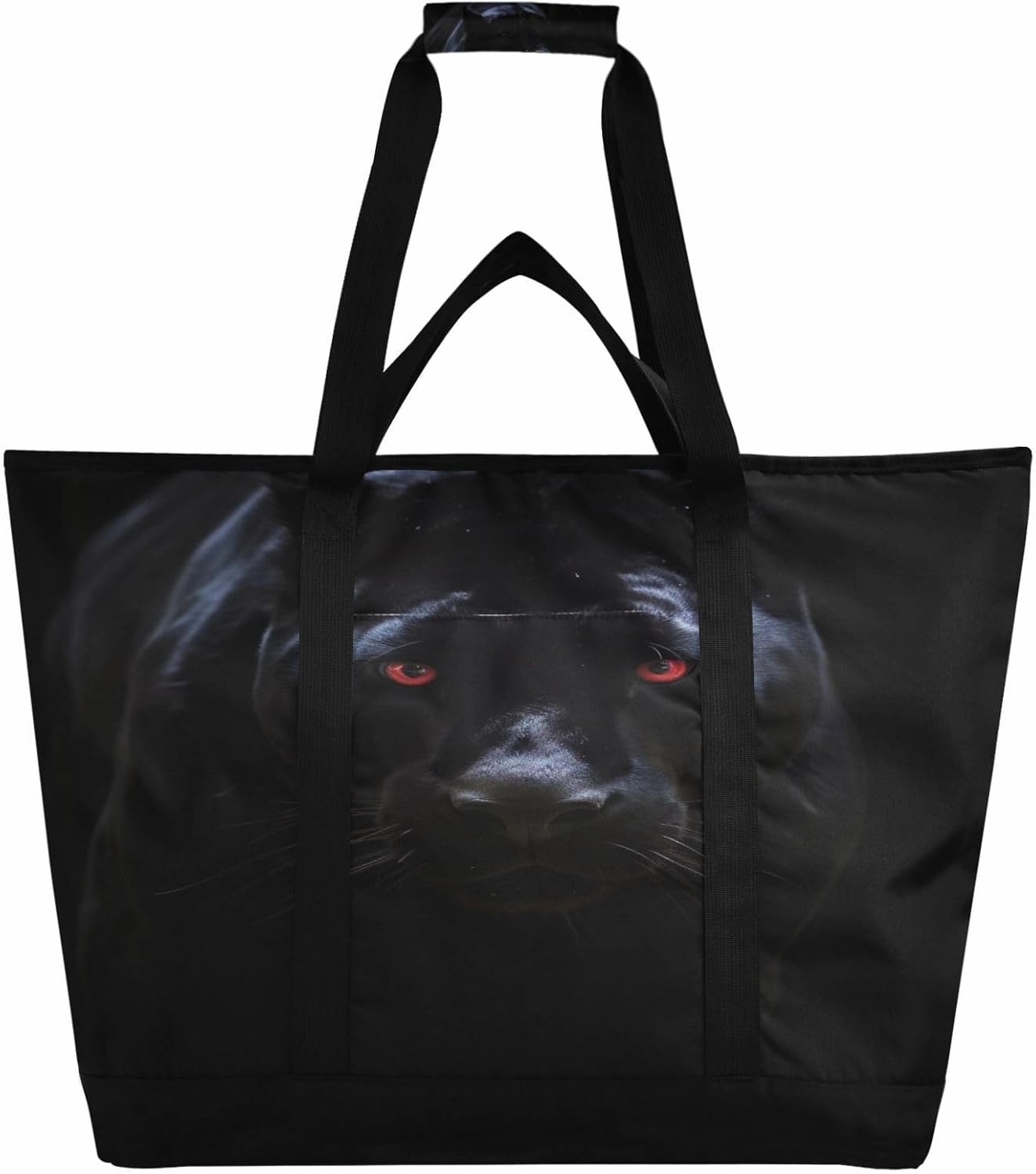 Fierce Black Panther Reusable Insulated Lunchbox Cooler Bag, Leakproof Kitchen Grocery Bag Collapsible Portable Cooler Tote Bag for Picnic, Camping, Office, Travel