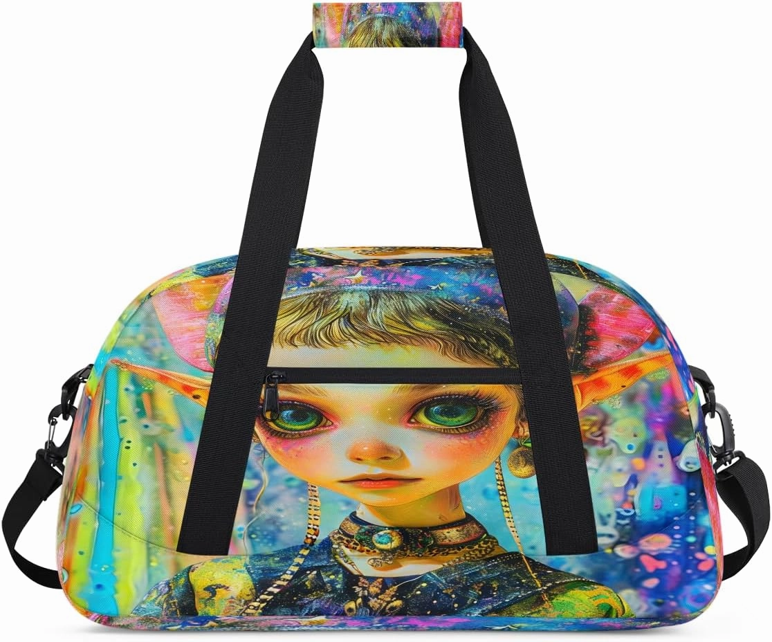 Fierce Elves Kids Overnighter Duffel Bags for Boys, Carry-On Size Sports Gym Bag with Front Zipper Pocket for School Practice or Overnight Travel Weekender Sleepover Tote Bag