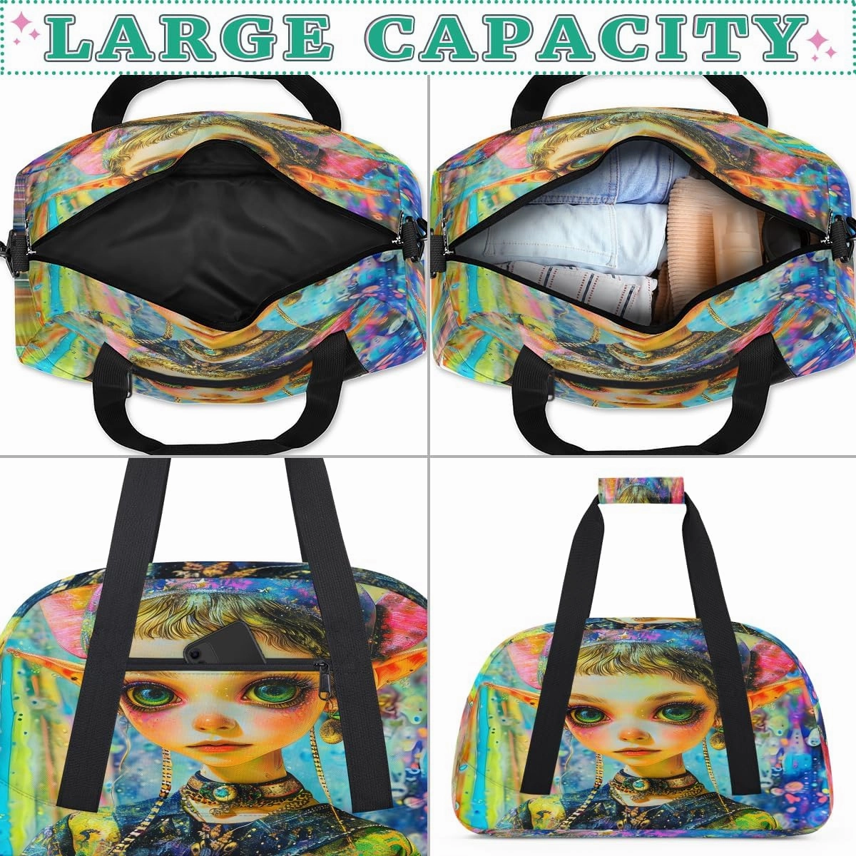 Fierce Elves Kids Overnighter Duffel Bags for Boys, Carry-On Size Sports Gym Bag with Front Zipper Pocket for School Practice or Overnight Travel Weekender Sleepover Tote Bag