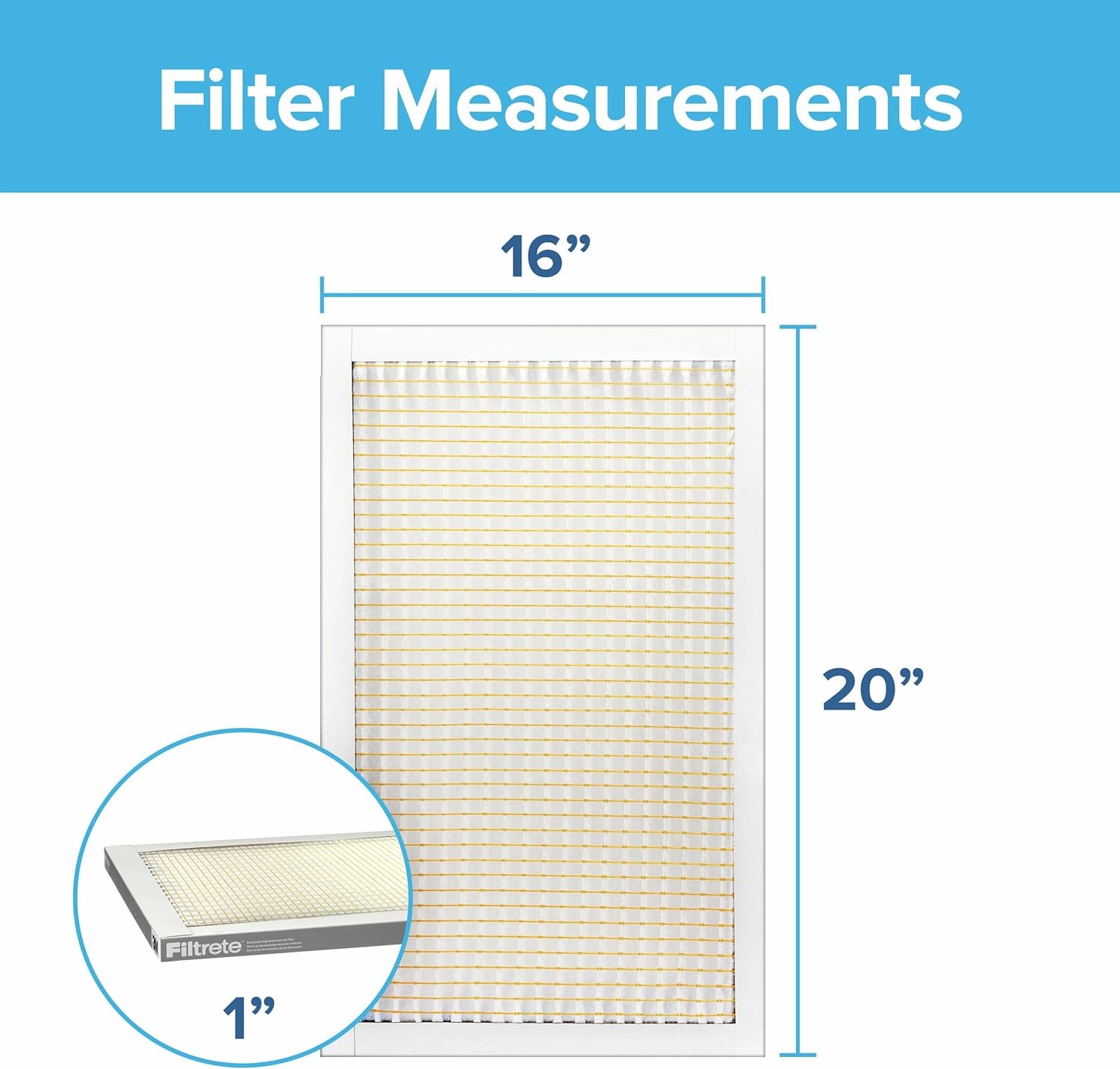 Filtrete 16x20x1 AC Furnace Air Filter, MERV 5, MPR 300, Capture Unwanted Particles, 3-Month Pleated 1-Inch Electrostatic Air Cleaning Filter, 6-Pack (Actual Size15.69x19.69x0.81 in)