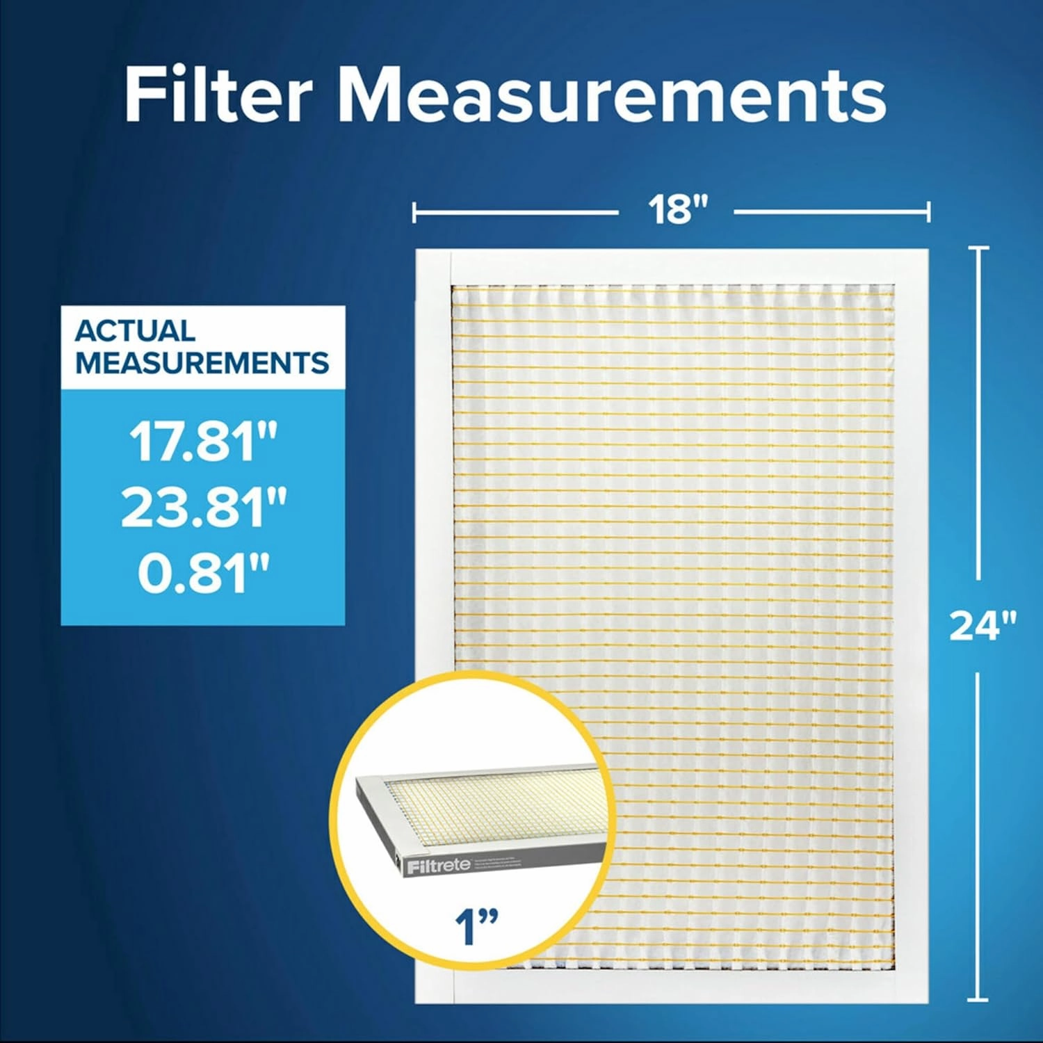 Filtrete 18x24x1 AC Furnace Air Filter, MERV 5, MPR 300, Capture Unwanted Particles, 3-Month Pleated 1-Inch Electrostatic Air Cleaning Filter, 6-Pack (Actual Size17.81x23.81x0.81 in)