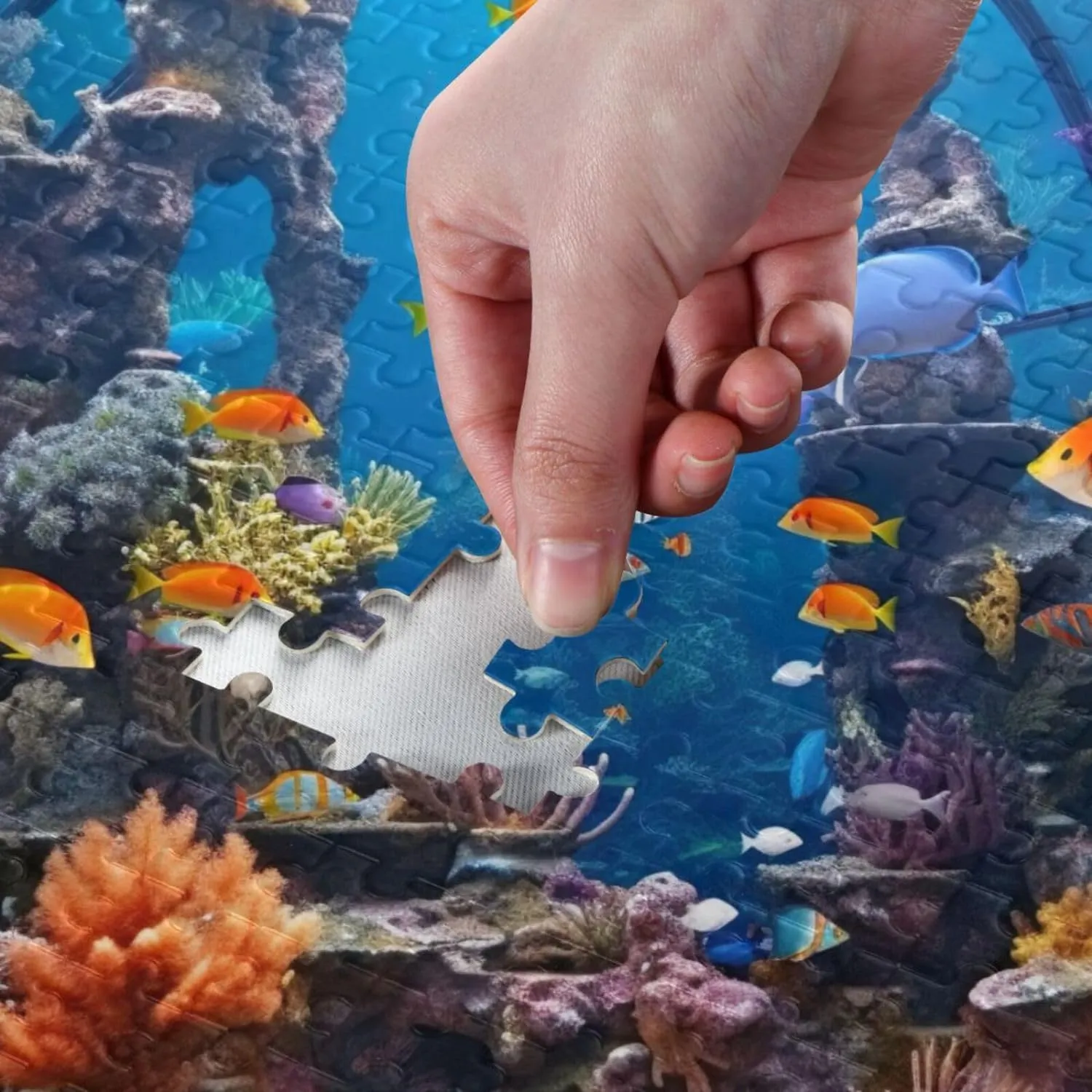 Fishes Reef Jigsaw Puzzles for Kids Adults 1000 Pieces, Fun Educational Games Toy Birthday Gift Art Home Decor Finish Size 29.5 x 20 Inches