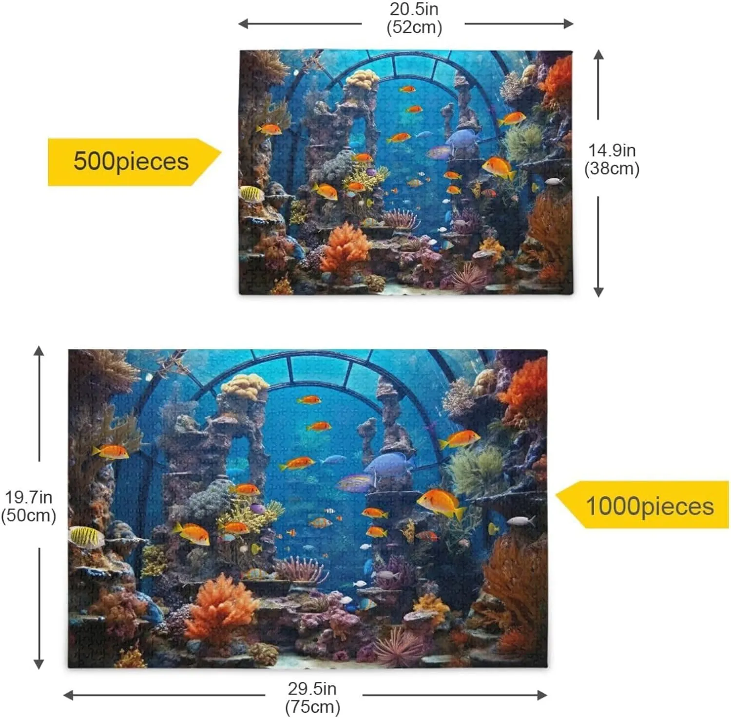 Fishes Reef Jigsaw Puzzles for Kids Adults 1000 Pieces, Fun Educational Games Toy Birthday Gift Art Home Decor Finish Size 29.5 x 20 Inches