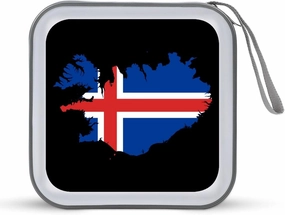 Flag Map of Iceland CD Case 40 Capacity DVD Holder Disc Wallet Storage Bag Organizer for Car Home Travel