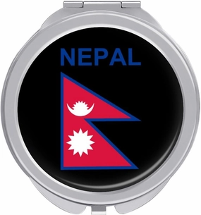 Flag of Nepal Travel Makeup Mirror 2-Sided 1x 2X Magnification Portable Mini Mirror for Handbag Purse Pocket