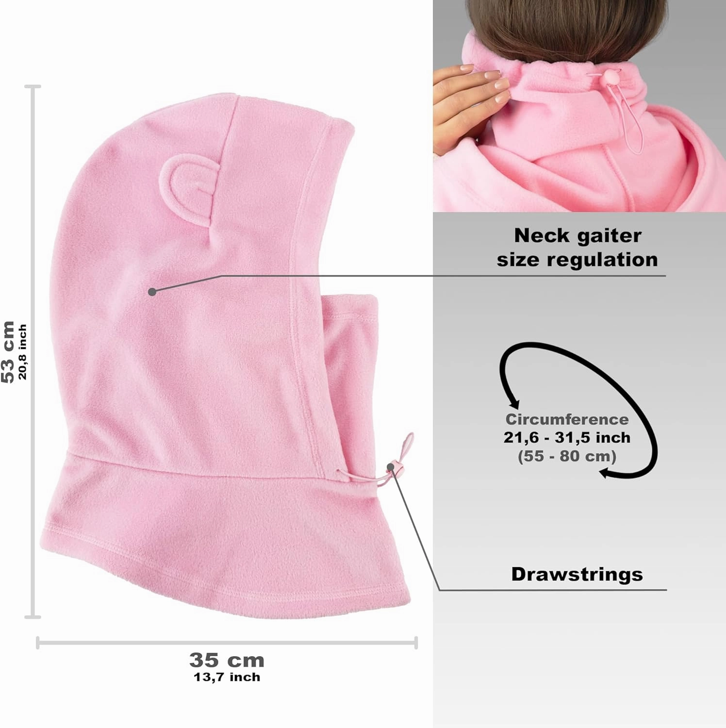 Fleece Balaclava Over Helmet - Warm Helmet Ninja Hood - Snowboard Hooded Hat Neck Gaiter Ski Mask