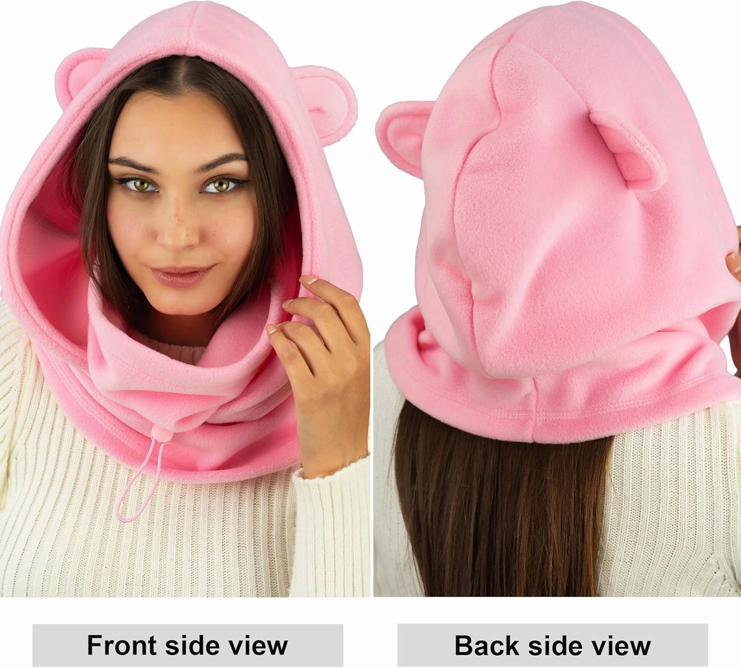 Fleece Balaclava Over Helmet - Warm Helmet Ninja Hood - Snowboard Hooded Hat Neck Gaiter Ski Mask