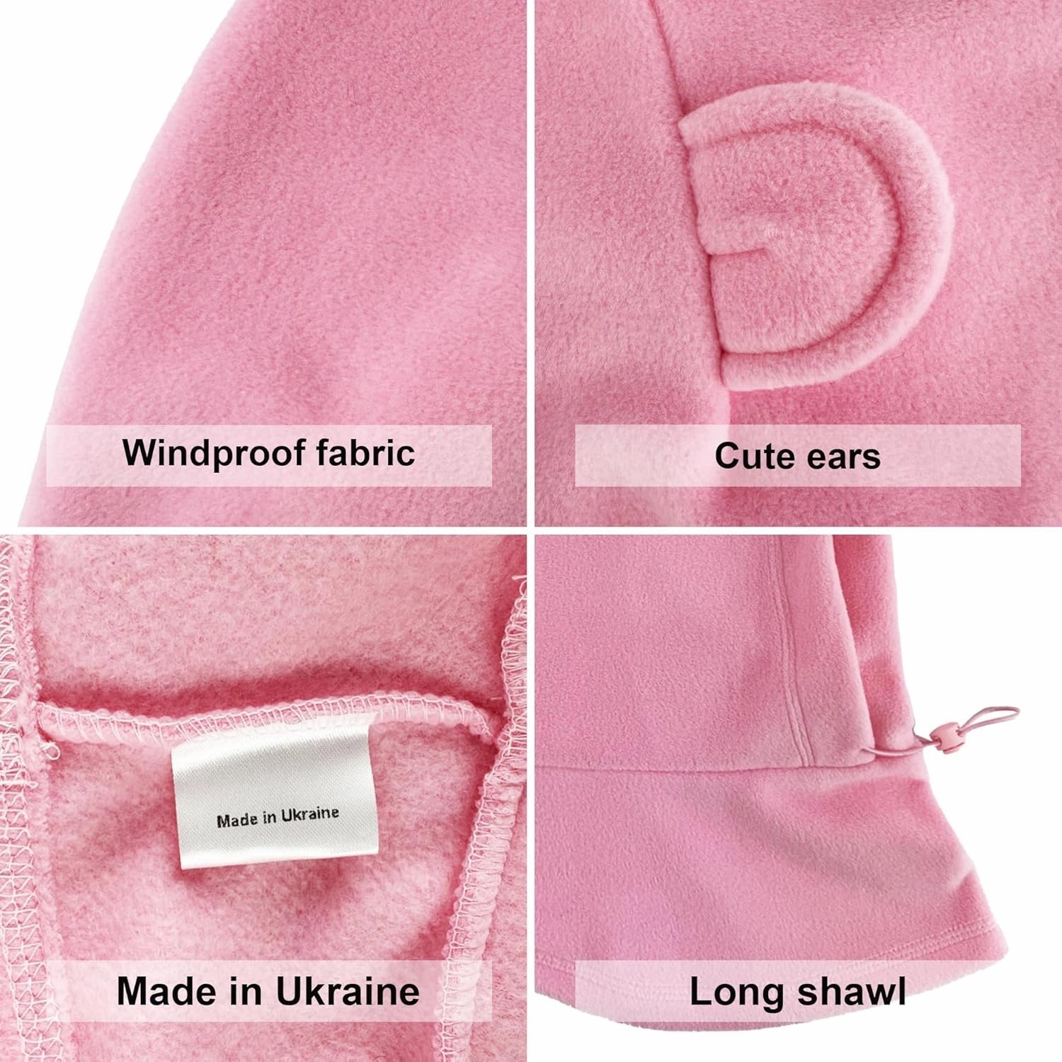 Fleece Balaclava Over Helmet - Warm Helmet Ninja Hood - Snowboard Hooded Hat Neck Gaiter Ski Mask