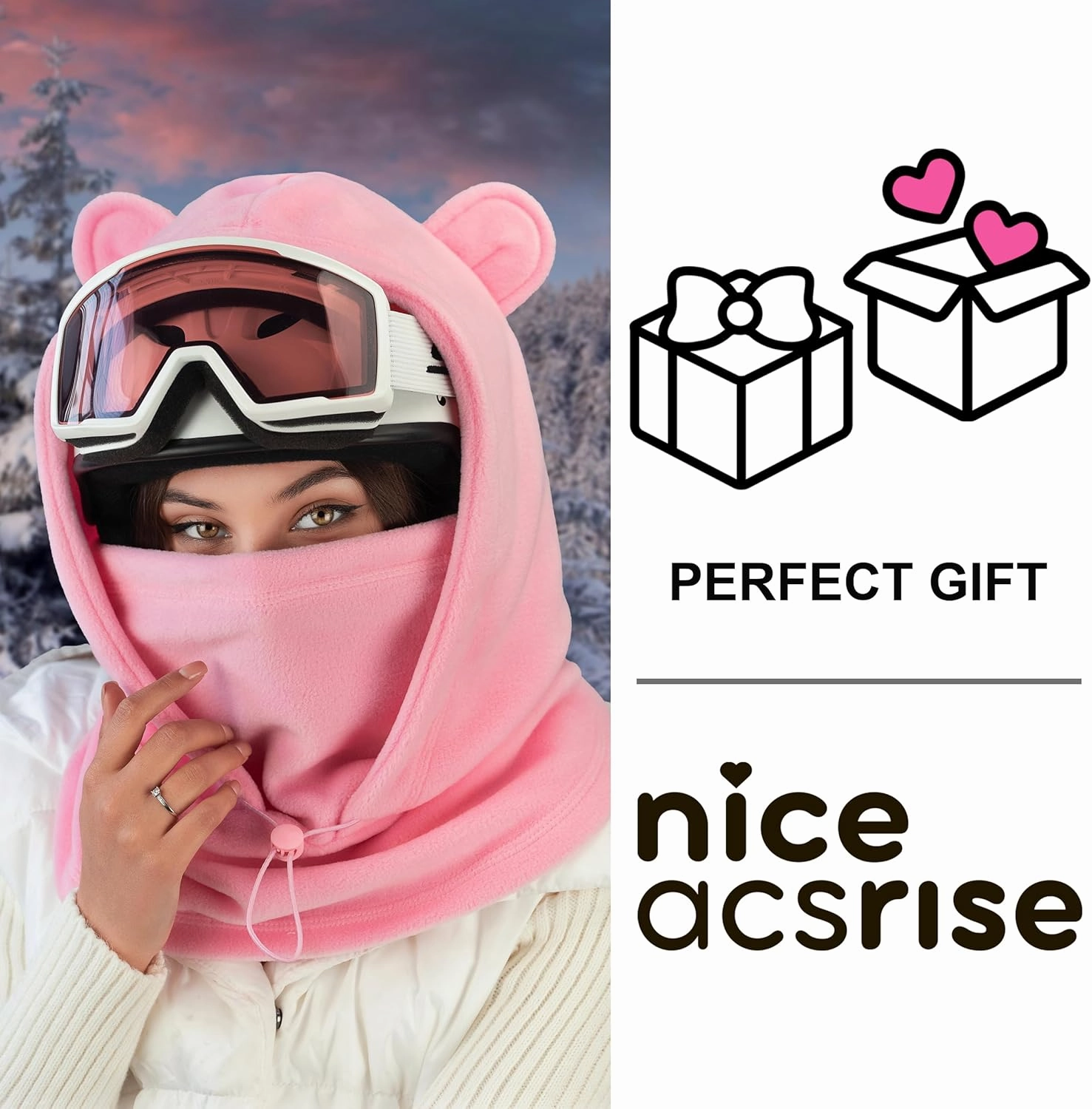 Fleece Balaclava Over Helmet - Warm Helmet Ninja Hood - Snowboard Hooded Hat Neck Gaiter Ski Mask