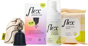 Flex Cup Starter Bundle with Cup Size 1, Foaming Cleanser, and 2-Packs of Wipes (Flex Cup Starter Bundle, Size 01)