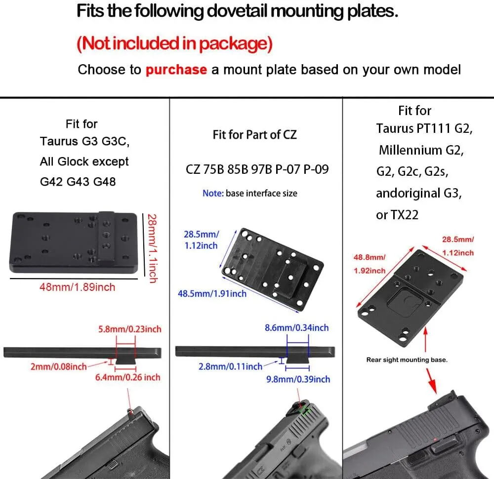 Flip Up Red Dot Compact Flip Reflex Sight Red Dot Compact RMR Flip for Mounts and Slides for Outdoor Hunting with Heightened Base for Rifle Pistol Handgun