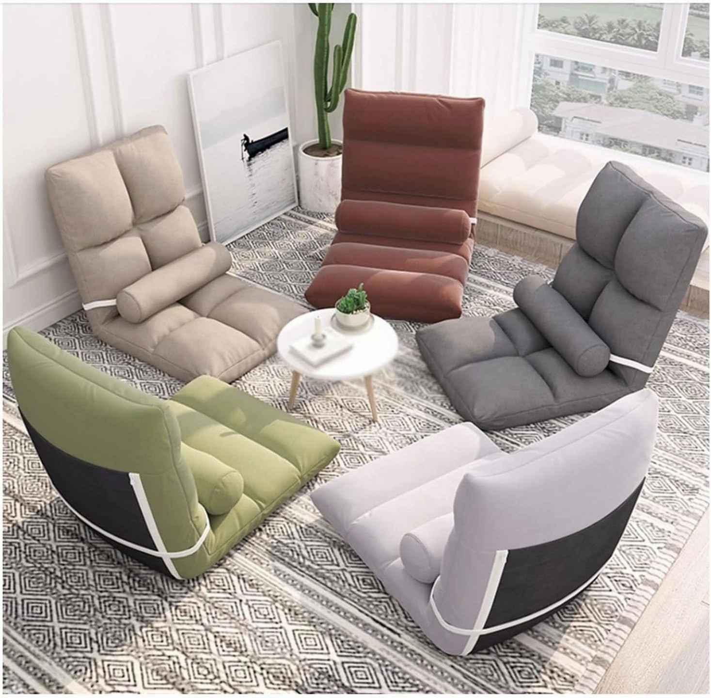 Floor Chair Folding Sofa Chair with Backrest Sleeper Bed Sofa Recliner Floor Gaming Chair Floor Gaming Chair, Sofa Recliner, Floor Sofa with Removable and Washable Cover (High Gray)(Pink1)