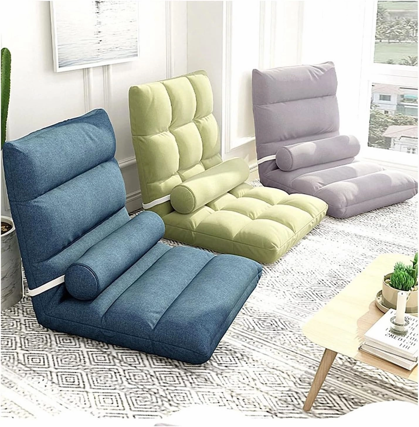 Floor Chair Folding Sofa Chair with Backrest Sleeper Bed Sofa Recliner Floor Gaming Chair Floor Gaming Chair, Sofa Recliner, Floor Sofa with Removable and Washable Cover (High Gray)(Pink1)