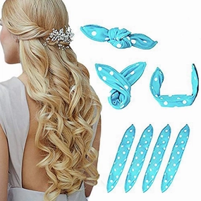Foam Hair Curlers, Pillow Cloth Hair Rollers,No Heat Sleeping Soft Sponge Rollers for Long, Short, Thick & Thin Hair Spiral Curls Hair Styling Rollers (Blue)