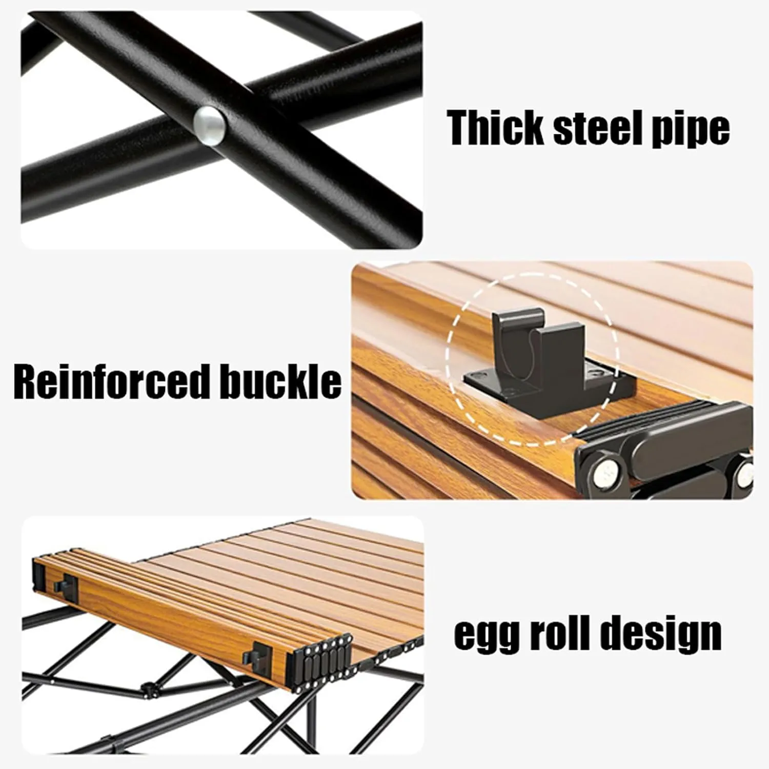 Folding Beach Picnic Tables Collapsible Backpack Lawn Chair Camping Folding Chair and Table Set with Roll up Carbon Steel Table Top for More People Party, 50cm-5PCS, Black