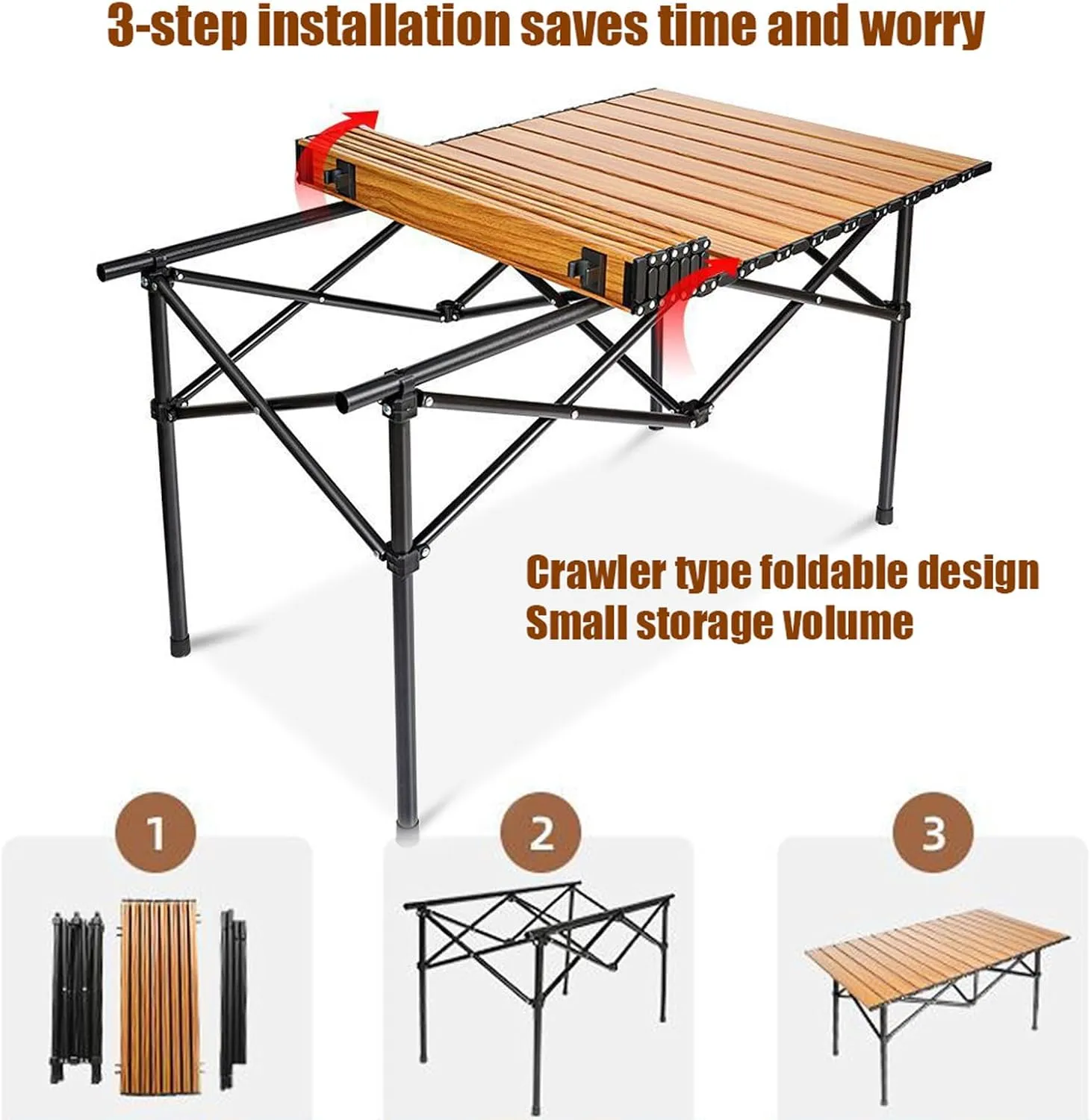Folding Beach Picnic Tables Collapsible Backpack Lawn Chair Camping Folding Chair and Table Set with Roll up Carbon Steel Table Top for More People Party, 50cm-5PCS, Black