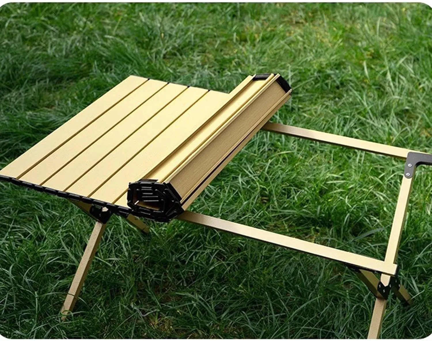 Folding Camping Table and Chair Set, Portable Camp Chairs Lightweight Roll up Carbon Steel Camp Table Foldable Lawn Chair Picnic Table with Carrying Bag, Black-120cm-7pcs, White-60cm-5pcs