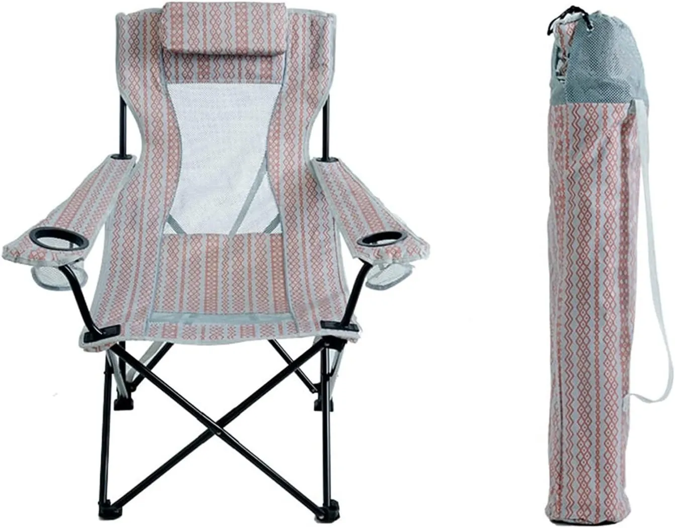 Folding Lawn Chair Folding Beachchair with Carrying Bag Portable Heavy Duty Fishing Seat Lazy Lounge Chair Backrest Mesh Lunch Break Stool Folding Chair
