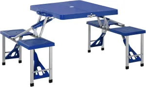 Folding Picnic Table Set with 4 Seats & Umbrella Hole, Portable Camping Chairs, Lightweight Aluminum Frame, Easy Setup & Takedown for Camping & Outdoor Activities, Navy