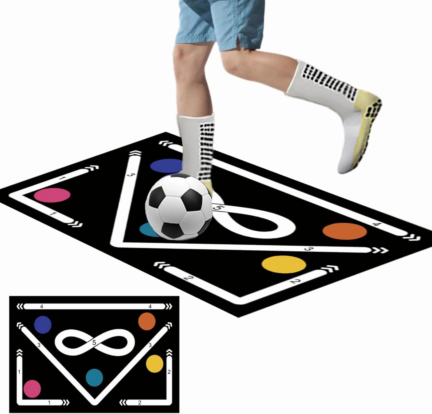 Football Footstep Agility Mat - Anti-Skid Soccer Training Mat with Silent Shock Absorption for Children & Teens