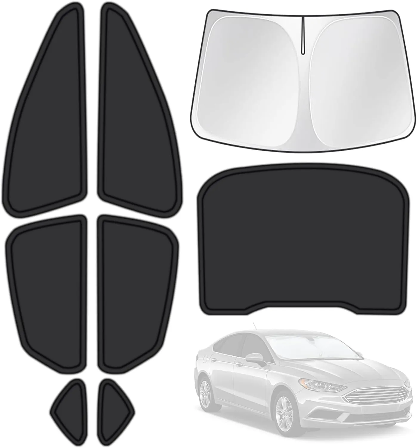for Ford Fusion 2013-2021 Car Window Shades, 8pcs Privacy Sun Shade Set for Front Windshield Side and Rear Windows, Full Window Covers Keeps Vehicle Cool for Camping Napping
