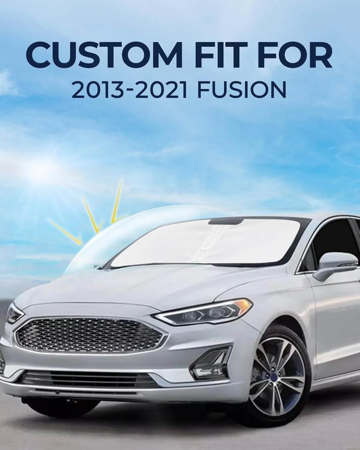 for Ford Fusion 2013-2021 Car Window Shades, 8pcs Privacy Sun Shade Set for Front Windshield Side and Rear Windows, Full Window Covers Keeps Vehicle Cool for Camping Napping