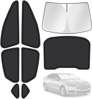 for Ford Fusion 2013-2021 Car Window Shades, 8pcs Privacy Sun Shade Set for Front Windshield Side and Rear Windows, Full Window Covers Keeps Vehicle Cool for Camping Napping