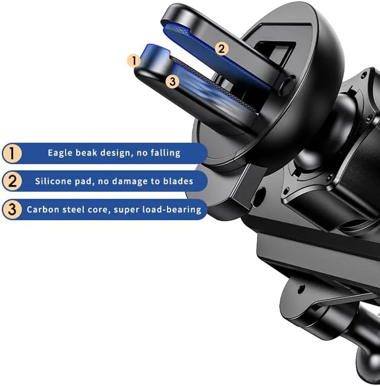 for Porsche Panamera G1G2 Cayenne Cayenne Coupe Macan 360° Rotation Phone Mount with One Hand Operation Design, Bumpy Roads Friendly Car Phone Mount,1 Eagle Beak Clip-A Black