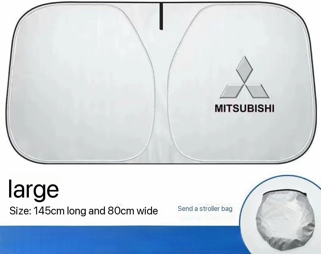 for Mitsubishi Outlander 2015-2018,Car Windshield Sun Shade Foldable Automotive Visor Blocks UV Rays/Heat Keep Interior Cool Sun Screen with Logo Emblem Summer Accessories,L