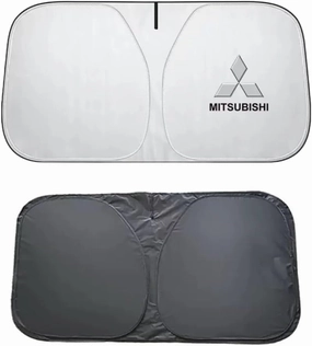 for Mitsubishi Outlander Facelift 2024,Car Windshield Sun Shade Foldable Automotive Visor Blocks UV Rays/Heat Keep Interior Cool Sun Screen with Logo Emblem Summer Accessories,L
