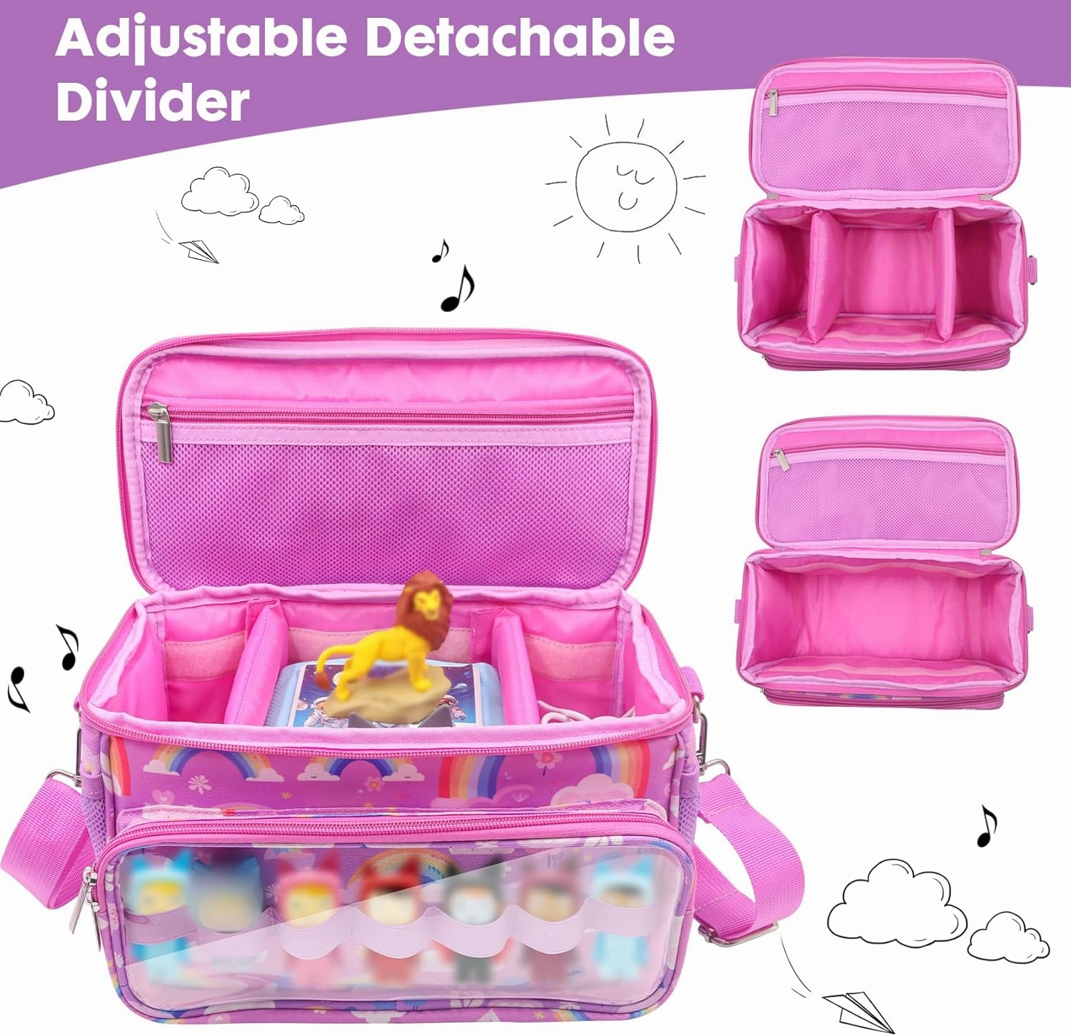 for Tonies Carrying Case, Toniebox Case for Tonies Figures,Tonie Characters, Tonies Storage and Organizer with Shoulder Strap,Tonies Box Starter Set,Tonies Headphones,Charging Station Bag (Pink)