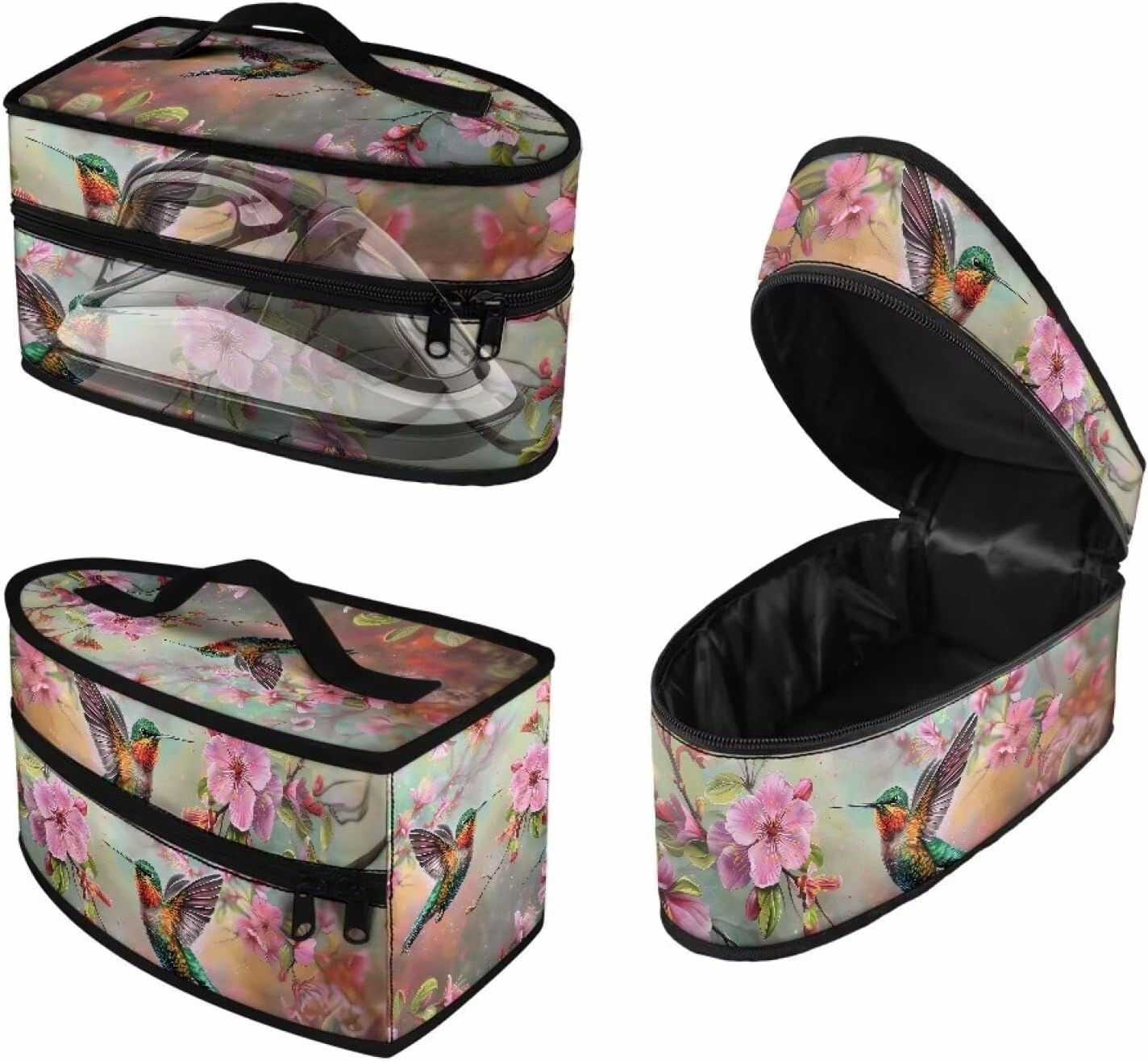 FOR U DESIGNS Travel Steam Iron Bag Storage Carrying Case Organizer Hummingbird Floral Print Mini Portable Iron Case with Handle Small Iron Accessories