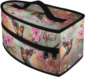 FOR U DESIGNS Travel Steam Iron Bag Storage Carrying Case Organizer Hummingbird Floral Print Mini Portable Iron Case with Handle Small Iron Accessories