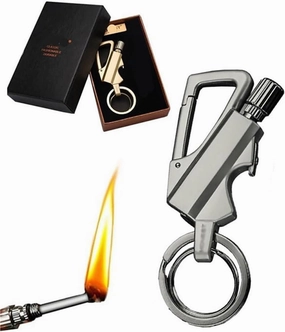 Forever Match Kerosene Lighter, Multifunctional Keychain Lighter with Bottle Opener, Reusable Waterproof and Windproof Matches, Suitable for Outdoor Camping Survival(Silver)