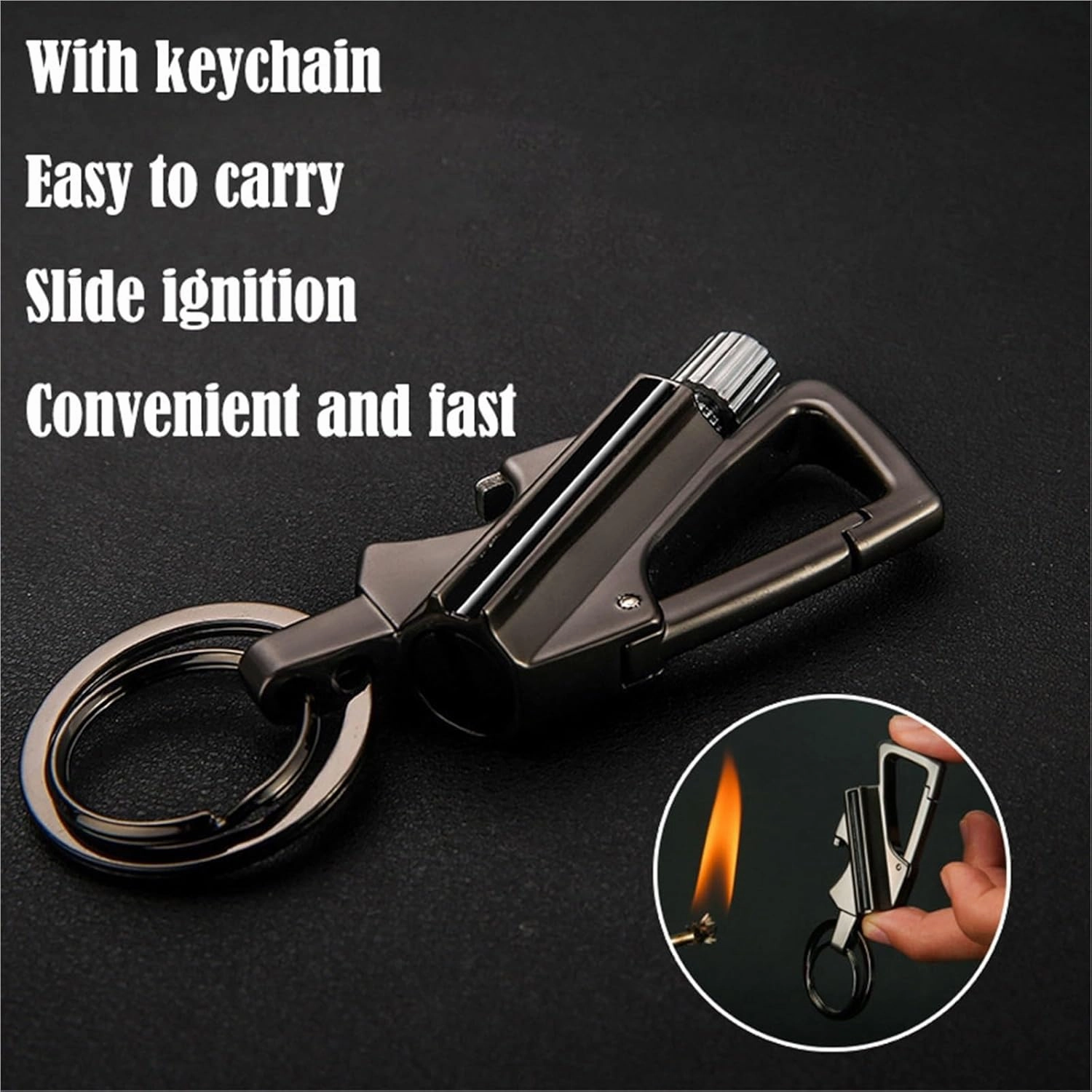 Forever Match Kerosene Lighter, Multifunctional Keychain Lighter with Bottle Opener, Reusable Waterproof and Windproof Matches, Suitable for Outdoor Camping Survival(Silver)