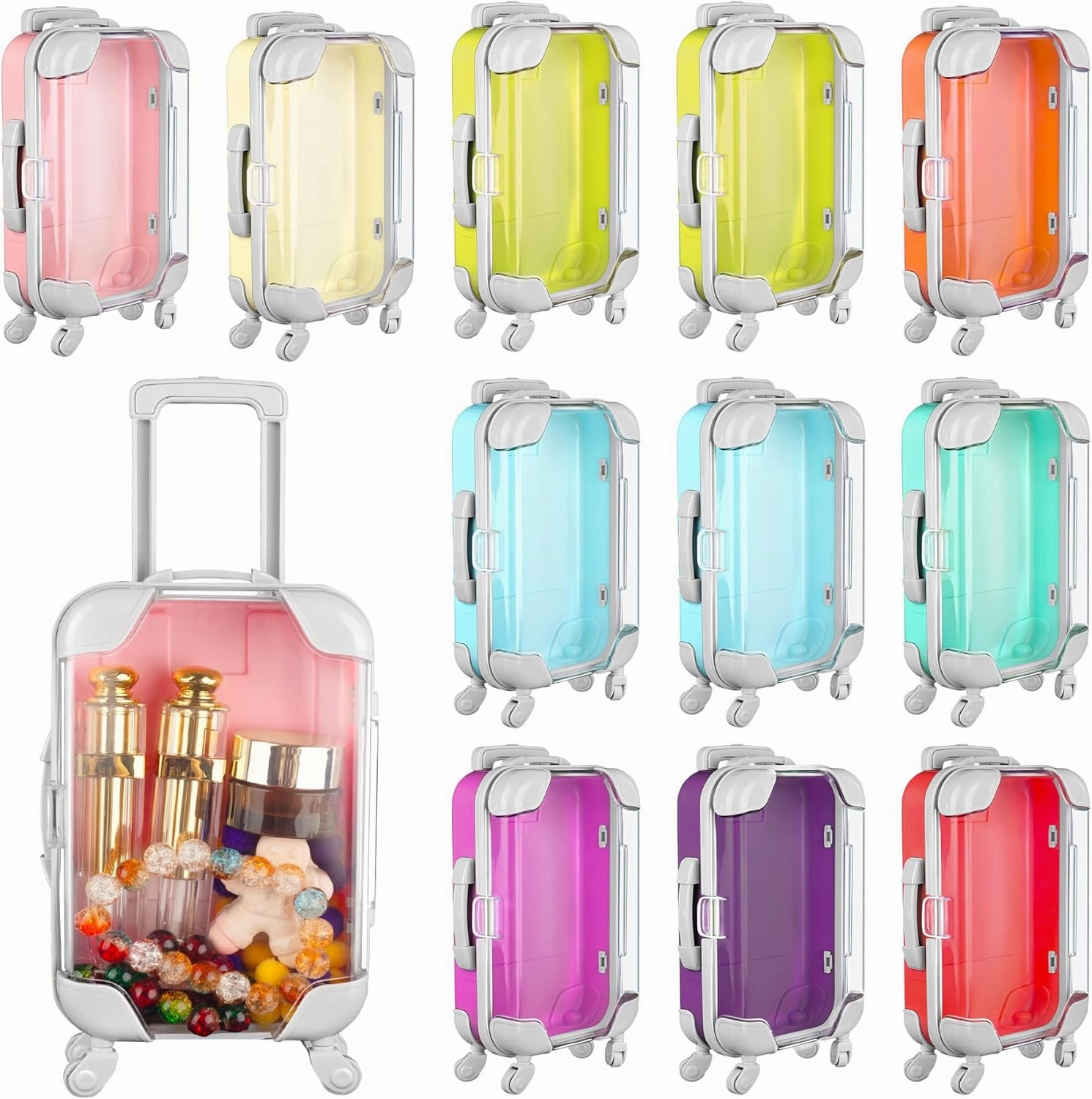 Framendino, 12 Pack Box Empty Packaging Storage Containers Mini Suitcase Candy 9 Colors