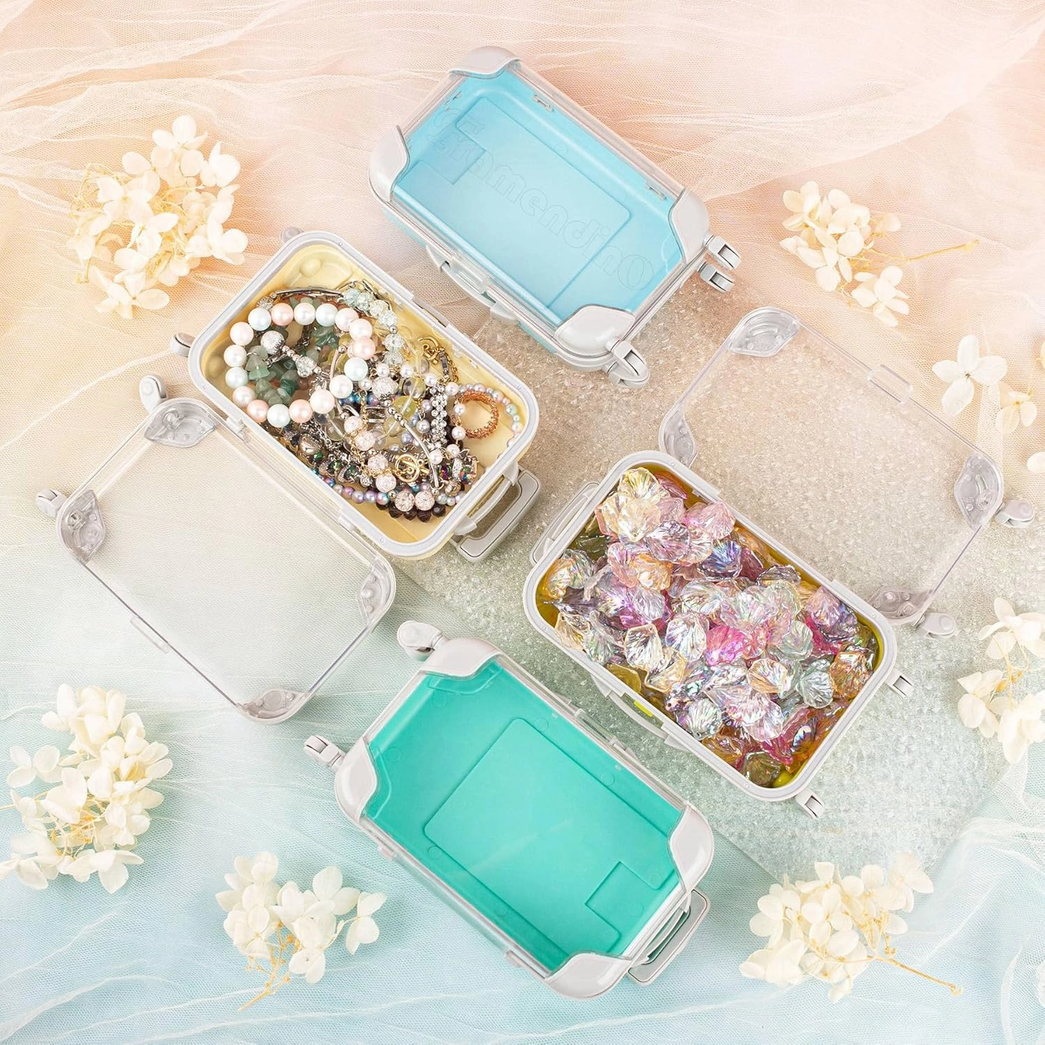 Framendino, 12 Pack Box Empty Packaging Storage Containers Mini Suitcase Candy 9 Colors