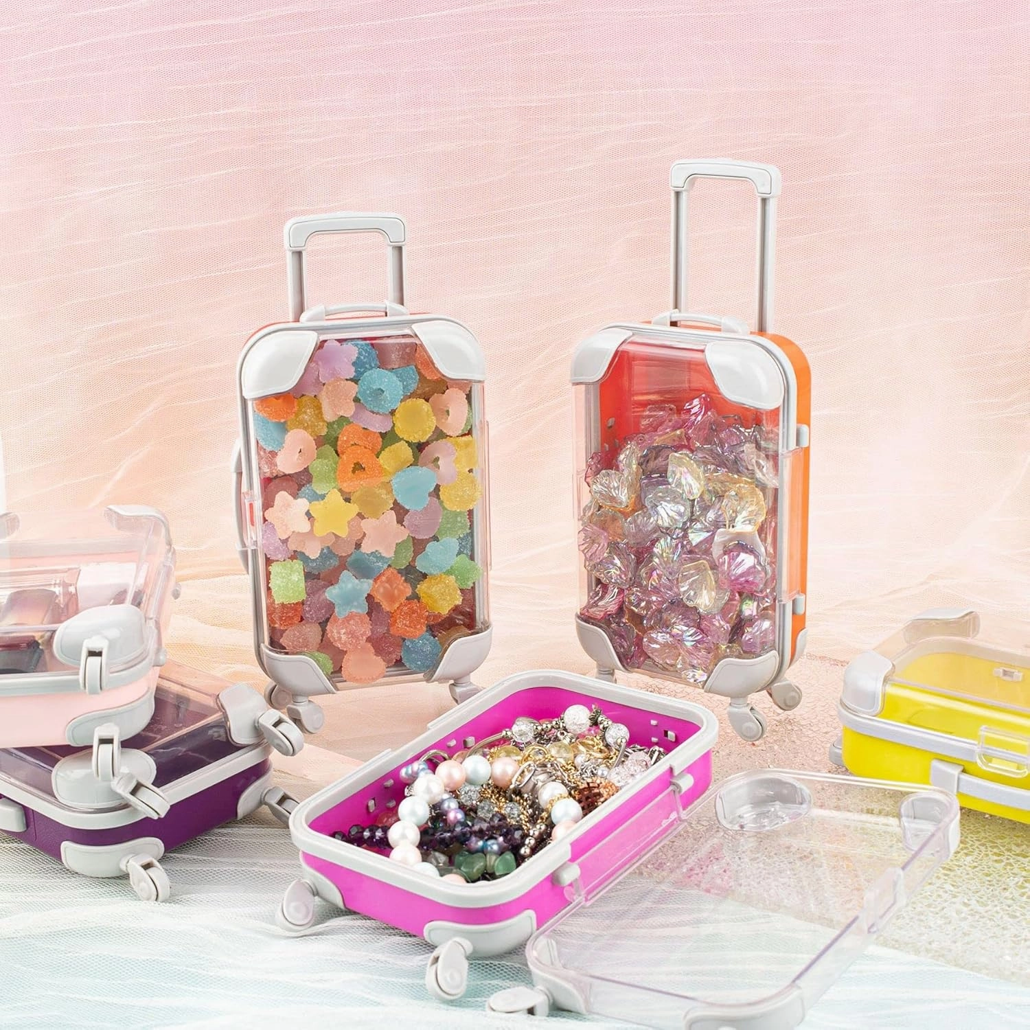 Framendino, 12 Pack Box Empty Packaging Storage Containers Mini Suitcase Candy 9 Colors