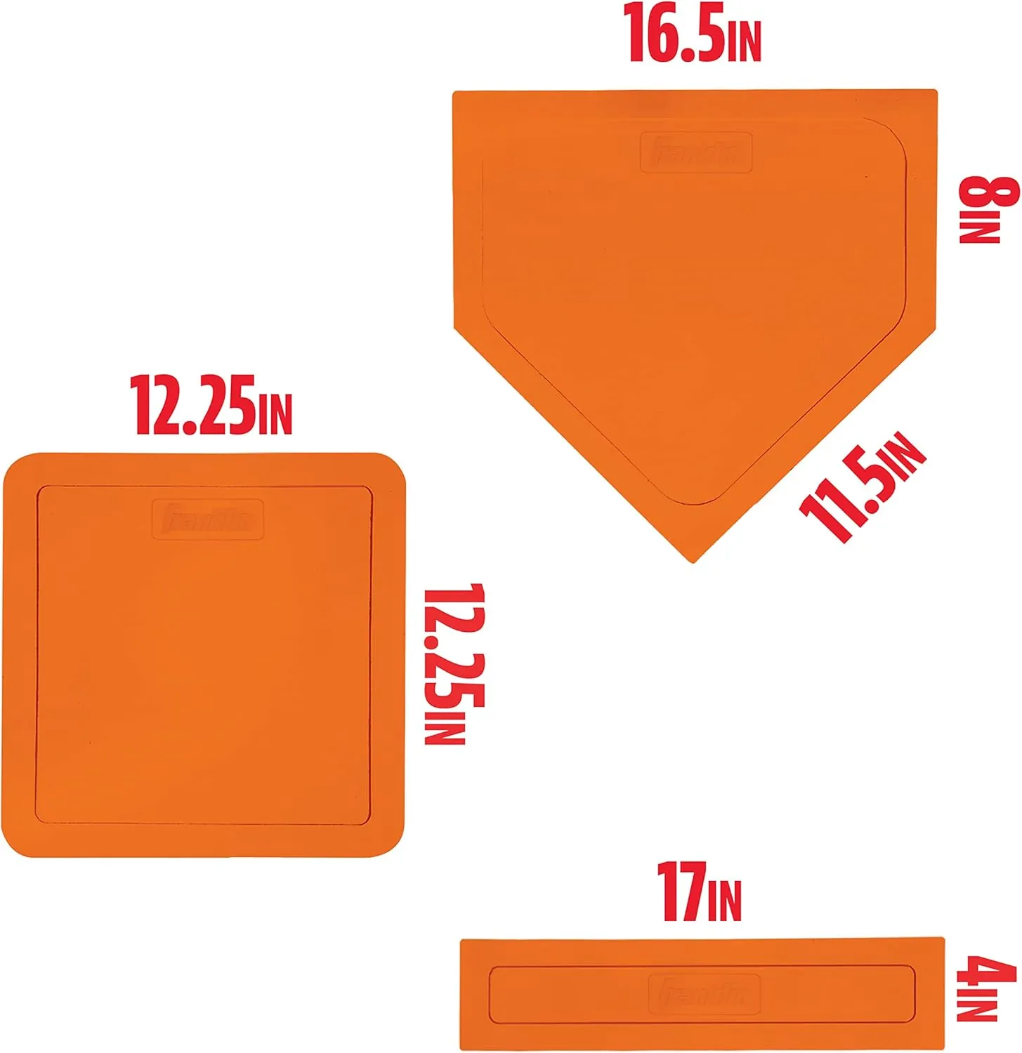 Franklin Sports MLB Throw Down Baseball Bases with Home Plate   Pitcher's Rubber - Backyard Rubber Base Set Perfect for Baseball, Teeball   Kickball
