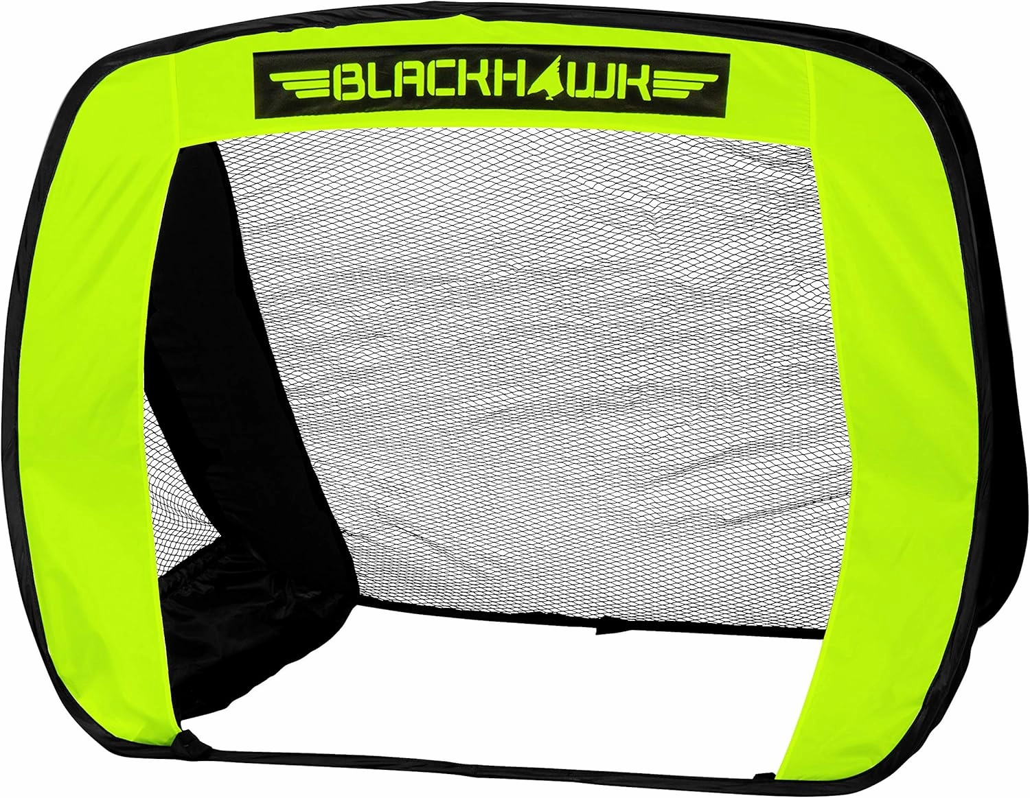 Franklin Sports Blackhawk Junior Pop Up Soccer Goal - Mini Folding Backyard Soccer Goal Net - Portable Indoor   Outdoor Training Equipment for Adults   Kids - 51" x 38" - Optic Yellow